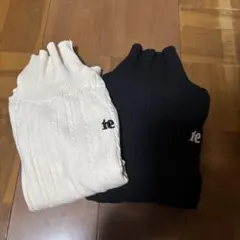 Heather アイボリーと黒のケーブルニットセーター2枚セット