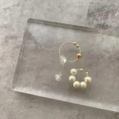 イヤーカフ2点セット　パール