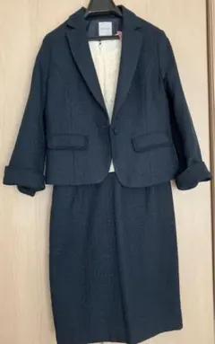 OPAQUE.CLIP ツイードジャケットワンピースセット　ネイビー　38/M