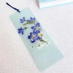 ハンドメイド 本の栞 しおり ラミネート加工 押し花 ラメ♡ «No.01