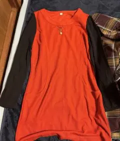 川*☆様 オレンジ黒配色XLワンピース