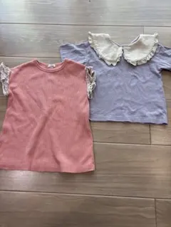 フリル付き襟のTシャツ2枚セット