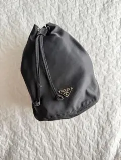 プラダ ハンドバッグ 巾着ミニポーチ 小物入れ ナイロン 黒 y2k 00s