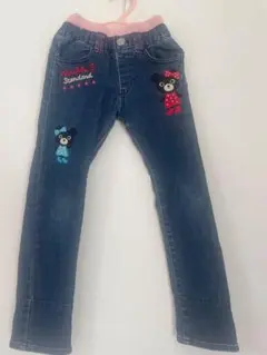 ミキハウス　ダブルビー 刺繍クマデニムパンツ