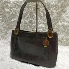 美品】JRA リザードレザー A4ビジネスバッグ トートバッグ 黒×ボルドー