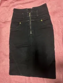 MURUA ハイウエストデニムタイトスカート センタージップ ブルー