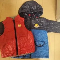 サイズ100　Miki House 中綿ジャケット　ベスト付き