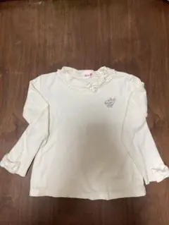 メゾピアノ フリル襟 リボン袖 長袖カットソー　　　白120