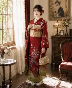 ✨レアカラー✨振袖フルセット振袖 芥子色 蝶 菊 古典柄 成人式 前撮り