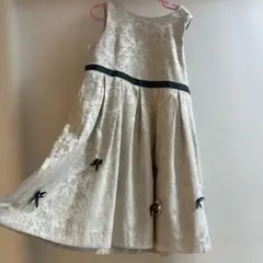 アイボリー レース模様 Aラインドレス　キッズ　130