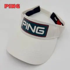 【ピンPING】美品　ゴルフ　サンバイザー　立体ボックス　白　帽子　スポーツのサムネイル