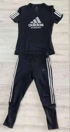 adidas RUNNING 上下セット ブラック Jサイズ　値下げ❗️のサムネイル