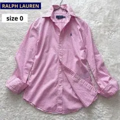 美品 ラルフローレン ギンガムチェックシャツ ボタンダウン ピンク ポニー刺繍