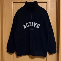 ハーフジップフリース　ネイビー　S 秋冬