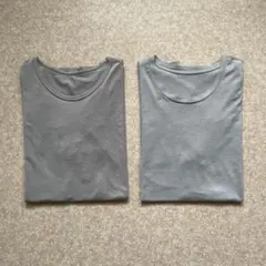 ユニクロ ヒートテック グレー クルーネック Tシャツ 2枚セット