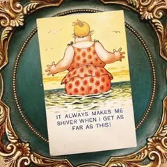 ヴィンテージ　ポストカード　イギリス　イラスト　女性　夏　紙もの　PCA2095