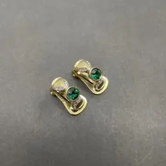 エメラルドグリーンストーン クリップ式イヤリング