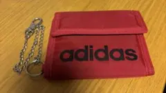 adidas アディダス 三つ折り財布 チェーン付き レッド