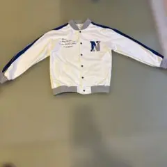 ホワイト ネイビー ボタン式ジャケット