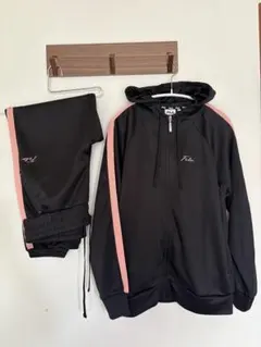 FILA フード付きジャージセット L ブラック/ピンク