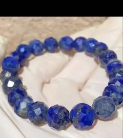 ラピスラズリブレスレット 天然石 高品質　青金石　多面カット 超キラキラ8mm