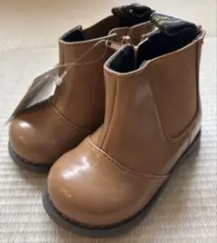 新品未使用タグ付き プティマイン　サイドゴアブーツブラウン ジッパー 14cm