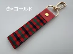 ファミリア風チェックキーホルダー＊ゴールド＊