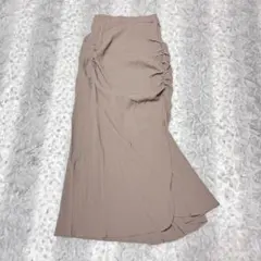 美品✨【rienda 】S◇ギャザーマーメイドジャストウエストスカートチャコール