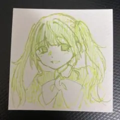 オリジナルイラスト　ミニ原画　ツインテール　女の子