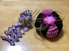 花髪飾り　かんざしとまげ　セット