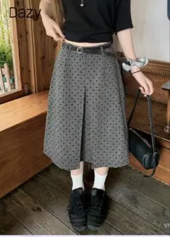 [SHEIN]<新品>ドット柄 ひざ丈スカート Lサイズのサムネイル