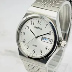 稼働 SEIKO スピリット デイデイト シルバー クォーツ メンズ 腕時計