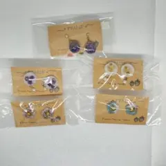 ハンドメイド ピアス レジン お花 パープル イエロー ブルー