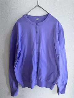 ユニクロ UVカットコットンクルーネックカーディガン パープル