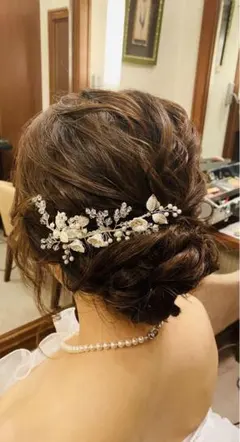ブライダル ヘッドドレス 花モチーフ