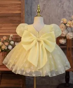 イエローフラワー刺繍ベビードレス　リングガール