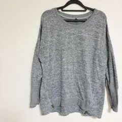 グレー 長袖 トップス 袖リブデザイン　裾ジップ　ユニセックス　ゆったりサイズ