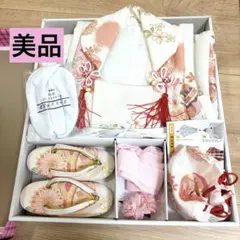 七五三 着物 被布セット 薄ピンク 生成り 着物、靴、ヘア3点セット