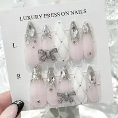 現品　ネイルチップ　ワンホン　韓国　シンプル　ピンク　スナ系　ロング