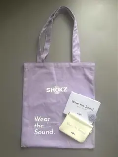 SHOKZ 3피스 토트백, 미니 파우치, 핀 배지 세트