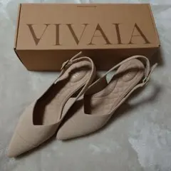 VIVALA ベージュ ポインテッドトゥ サンダル