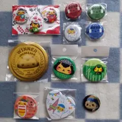 最終価額　ジンギスカンのジンくん、ギスくん、カンくん　缶バッチ　13個まとめ売り