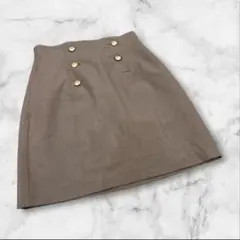 アースミュージックエコロジー　膝丈スカート　S 台形　ブラウン　ウエストゴム