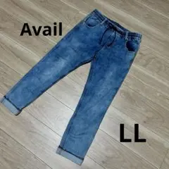 アベイル　ウエストゴム デニムパンツ イージーパンツ ブルー　調節紐