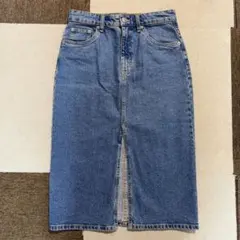 ZARA デニムロングスカート M メディ丈 ザラ ロンスカ スリット スカート