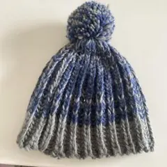 babyGap ベビー帽子 50-52cm グレーと青のストライプ