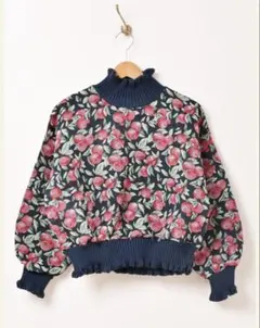 Meridianチェリー柄 タペストリートップス ネイビー