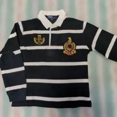 Ralph Lauren ラガーシャツ 黒と白ストライプ120cm