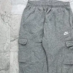 ナイキ　カーゴパンツ　メンズ　Ｍ　グレー　刺繡ロゴ　スウェット　裏起毛　リブ袖