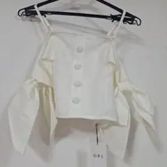GRL オフショル リボン トップス ホワイト